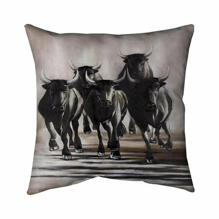 BEGIN HOME DECOR 26 x 26 in. Group of Running Bulls-Double Sided Print Indoor Pillow 5541-2626-AN111